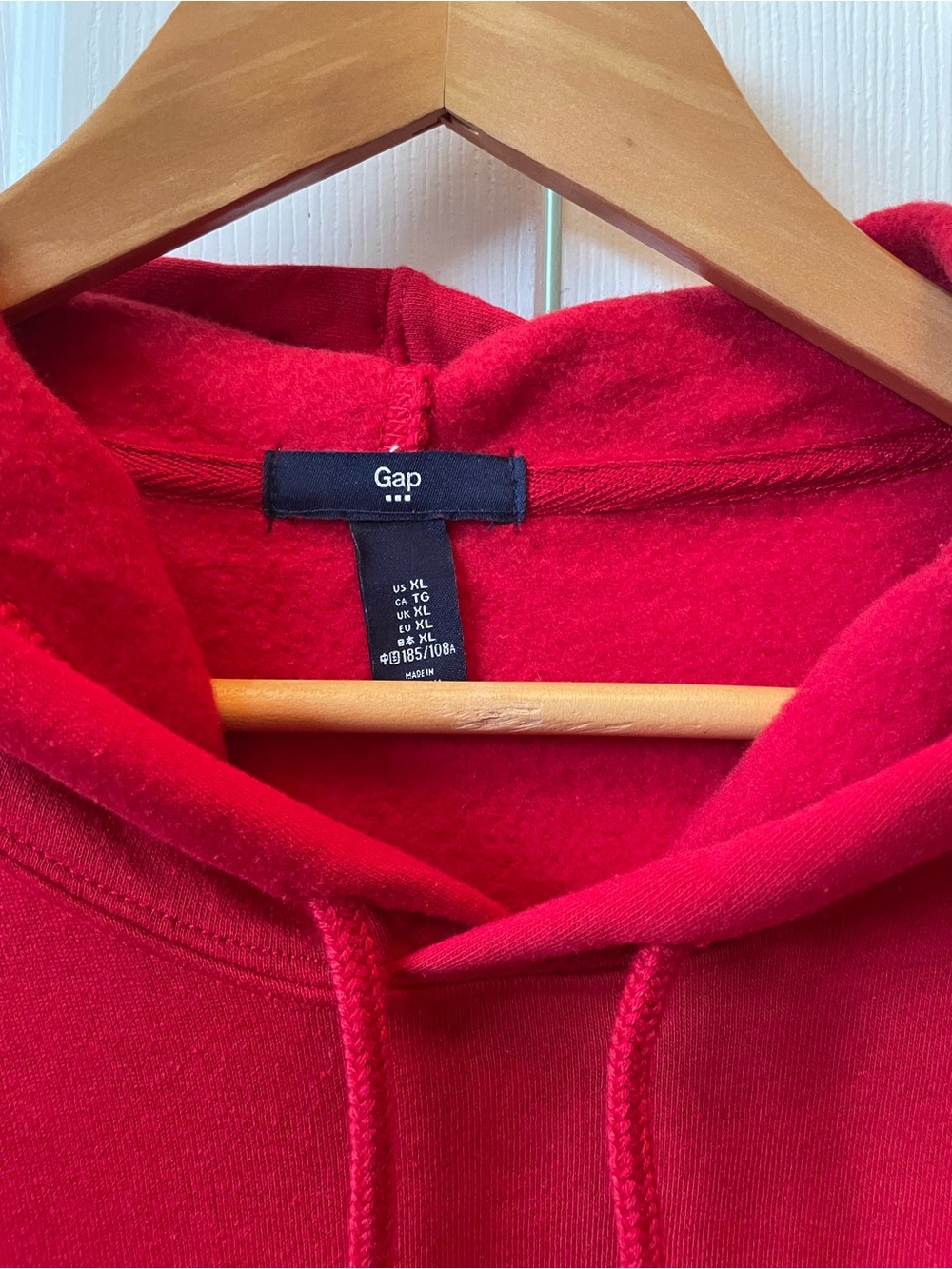 GAP Red Pullover Hoodie with Black Trim Logo - Picture 2 of 6